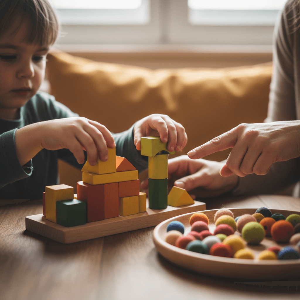 Child engaged in behavioral learning activity