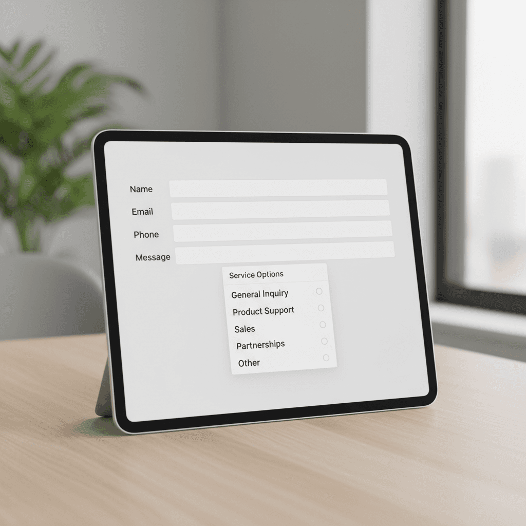 Service selection in contact form