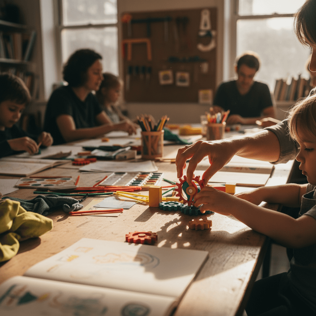 Child and behavioral therapist in a learning session